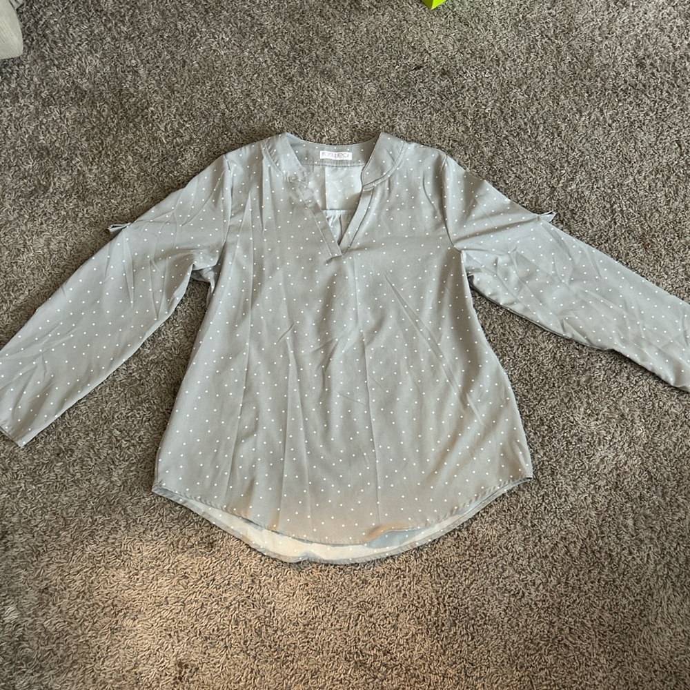 Gray Polka Dot Blouse